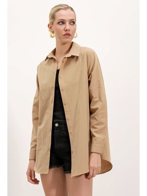 Bisküvi Oversize Uzun Basic Gömlek Bisküvi Oversize Uzun Basic Gömlek