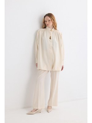 Krem Sendy Balon Gömlek Takım