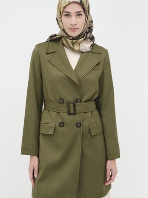 Tokalı Kemer Detaylı Ceket Olive