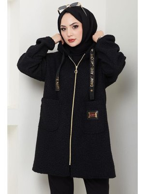 Siyah Oversize Buklet Kaban Siyah Oversize Buklet Kaban