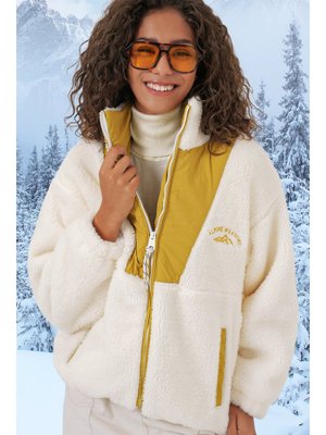Hardal Peluş Mont Ceket Hardal Peluş Mont Ceket