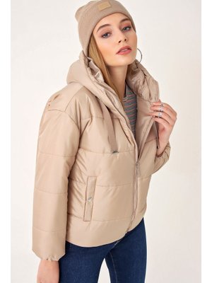 Vizon Kapüşonlu Şişme Mont Vizon Kapüşonlu Şişme Mont