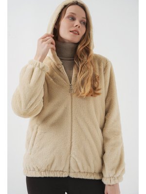 Bisküvi Kapüşonlu Kürklü İçi Astarlı Mont Bisküvi Kapüşonlu Kürklü İçi Astarlı Mont