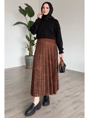 Leopar Desenli Piliseli Kahverengi Etek Leopar Desenli Piliseli Kahverengi Etek