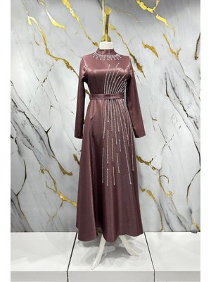 Gül Loya Krep Saten Abiye Elbise