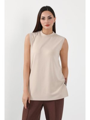 Bej Düz Kolsuz Tunik,sw Bej Düz Kolsuz Tunik,sw