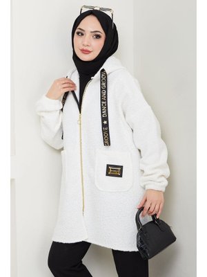 Beyaz Oversize Buklet Kaban Beyaz Oversize Buklet Kaban