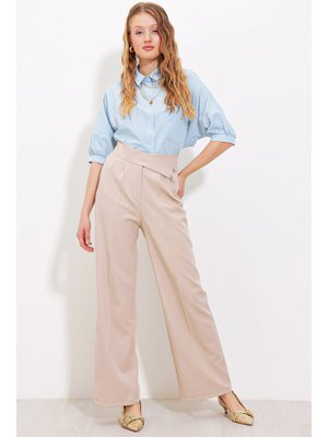 Bej Yüksek Bel Palazzo Pantolon Bej Yüksek Bel Palazzo Pantolon