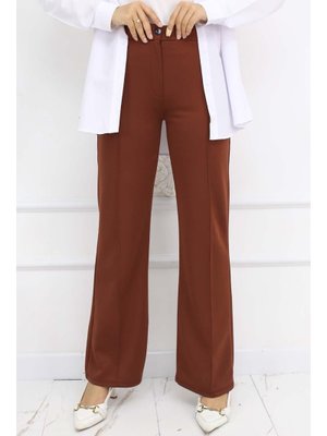 Taba Düğmeli Palazzo Pantolon