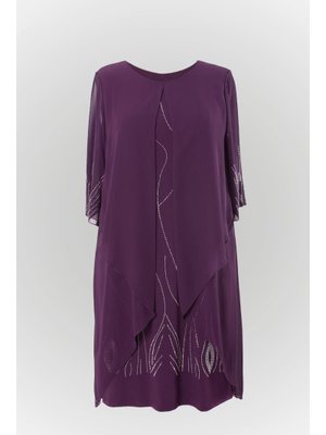 Mor Taş Baskı Detaylı Abiye