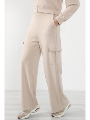 Bej Yüksek Bel Kargo Pantolon,ea