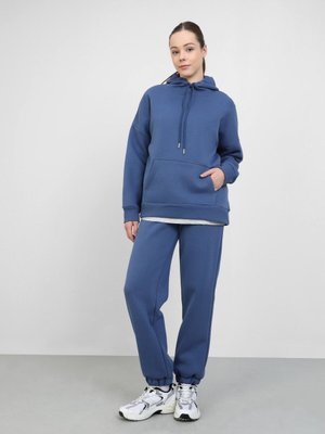 Şardonlu Kapüşonlu Oversize Sweatshirt Açık İndigo Şardonlu Kapüşonlu Oversize Sweatshirt Açık İndigo
