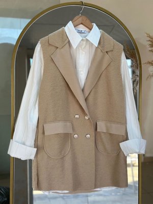 Beliz Kapak Cepli Buklet Yelek Vizon