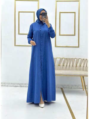 Cm Boyunca Keten Fermuarlı Yazlık Ferace Cm Boyunca Keten Fermuarlı Yazlık Ferace