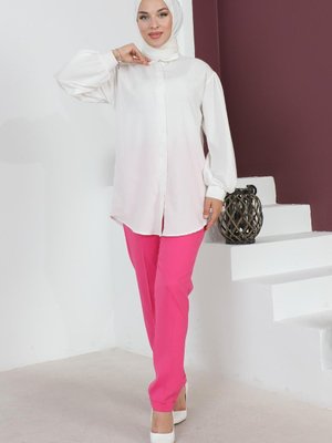 Pembe Beli Lastikli Bol Paça Pantolon Pembe Beli Lastikli Bol Paça Pantolon