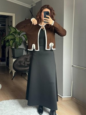 Fiyonklu Hırka Kahverengi Fiyonklu Hırka Kahverengi