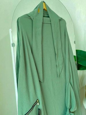 İnara Afgan Takımı Kaydırmaz Peçeli Ve Cepli Yeşil Renk