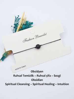 Siyah Obsidyen Doğal Taşlı Bileklik