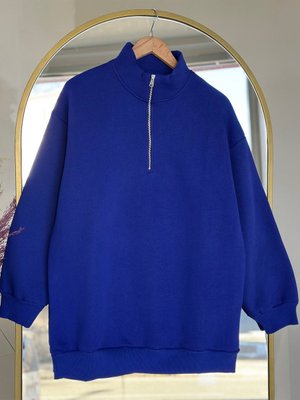 Birgül Fermuarlı Yarım Balıkçı Üç İp Sweat Saks Birgül Fermuarlı Yarım Balıkçı Üç İp Sweat Saks