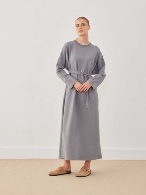 Cep Detaylı Oversıze Elbise Duman Gri Cep Detaylı Oversıze Elbise Duman Gri