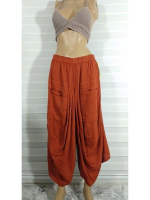 Kremit Italyan Keten Şalvar Pantolon Kremit Italyan Keten Şalvar Pantolon