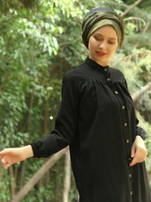 Siyah Yandan Cepli Rabonlu Düğmeli Tunik Siyah Yandan Cepli Rabonlu Düğmeli Tunik