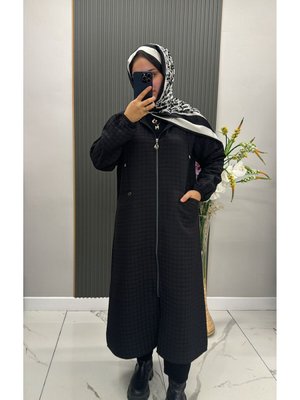 Micro Kapitone Kapüşonlu Kap