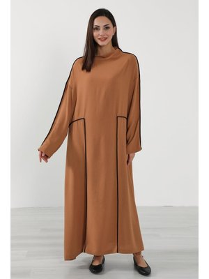 Camel Rahat Kesim Şerit Detaylı Aerobin Elbise,elb