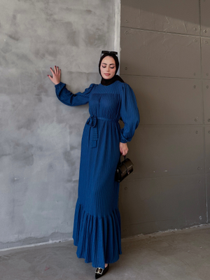 Lacivert Işıl Elbise