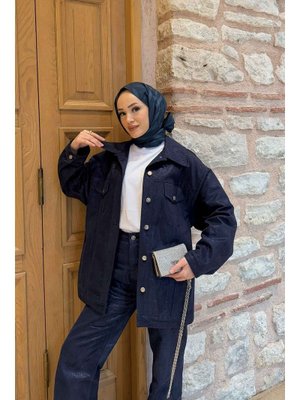 Lacivert Gabardin Varaklı Ceket