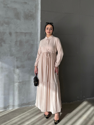 Krem Asya Bürümcek Elbise