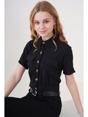 Siyah Crop Ceket Siyah Crop Ceket