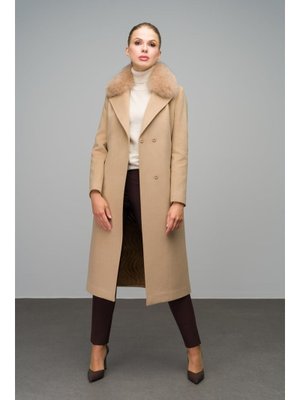 Tk Yakası Kürklü Punto Dikişli Kaşmir Kaban A.kamel