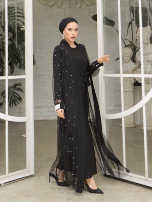 İncili İkili Abaya Takım