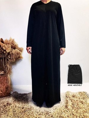 Fermuarlı Namaz Elbisesi Siyah Ferace Fermuarlı Namaz Elbisesi Siyah Ferace