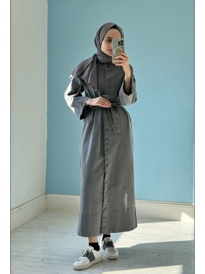 Antrasit Denim Ferace Elbise
