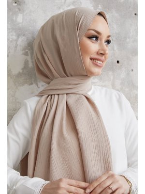 Krema Krinkıl İpeği Şal Krema Krinkıl İpeği Şal