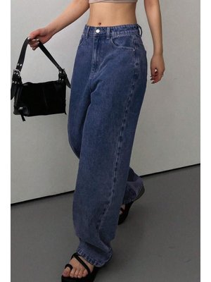 Koyu Mavi Baggy Kot Pantolon
