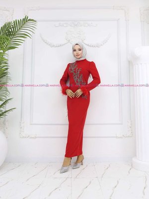 Kırmızı Zerrin Abiye Elbise Kırmızı Zerrin Abiye Elbise