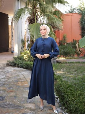 Lacivert Fiyonklu Etekli Takım