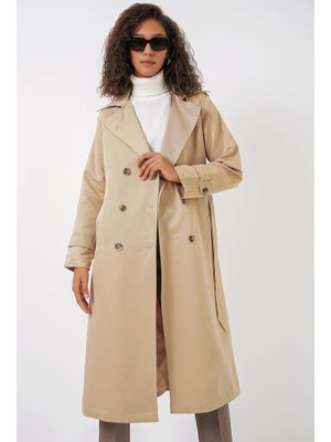 Bej Kruvaze Yaka Uzun Trençkot Bej Kruvaze Yaka Uzun Trençkot