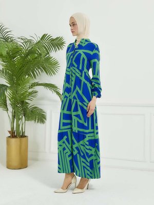 Geometrik Desen Elbise Saks