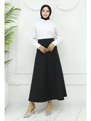 Siyah Scuba Kloş Etek Siyah Scuba Kloş Etek