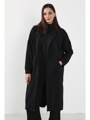 Siyah Fermuarlı Uzun Tunik,sw