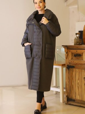 Antrasit Torba Cepli Geniş Yaka Kaban Antrasit Torba Cepli Geniş Yaka Kaban