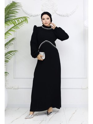 Siyah Eva Krep Abiye Elbise