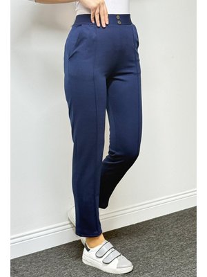 Lacivert Süs Düğme Cepli Pantolon Lacivert Süs Düğme Cepli Pantolon