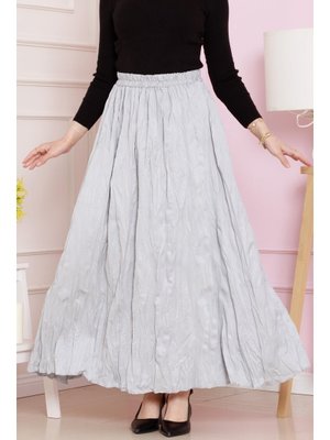 Gri Beli Lastikli Kraş Etek Gri Beli Lastikli Kraş Etek