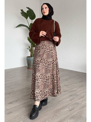 Leopar Desen Beli Lastikli Siyah Etek Leopar Desen Beli Lastikli Siyah Etek