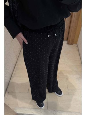 Siyah Krep Taşlı Pantolon